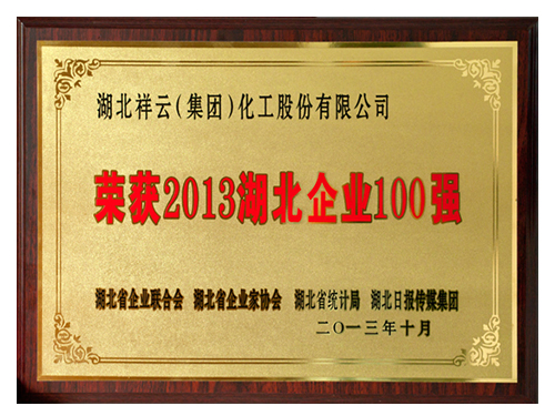 榮獲2013湖北企業(yè)100強(qiáng)